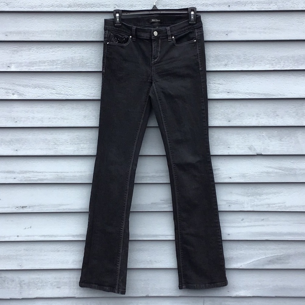 White House Black Market Black Bootcut Jeans W/ Embellished Back Pockets Size 2